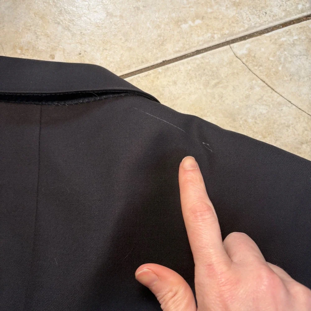 Gianni Manzoni Super 150s Italian Wool Blazer Jacket Black Gold Buttons Mens 42R